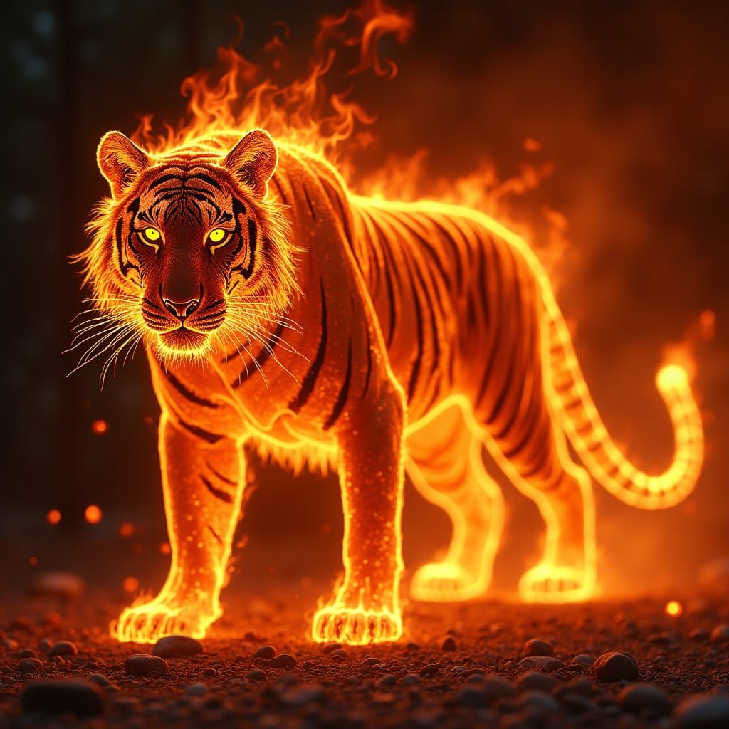 Majestic Tiger of Blazing Red Fire