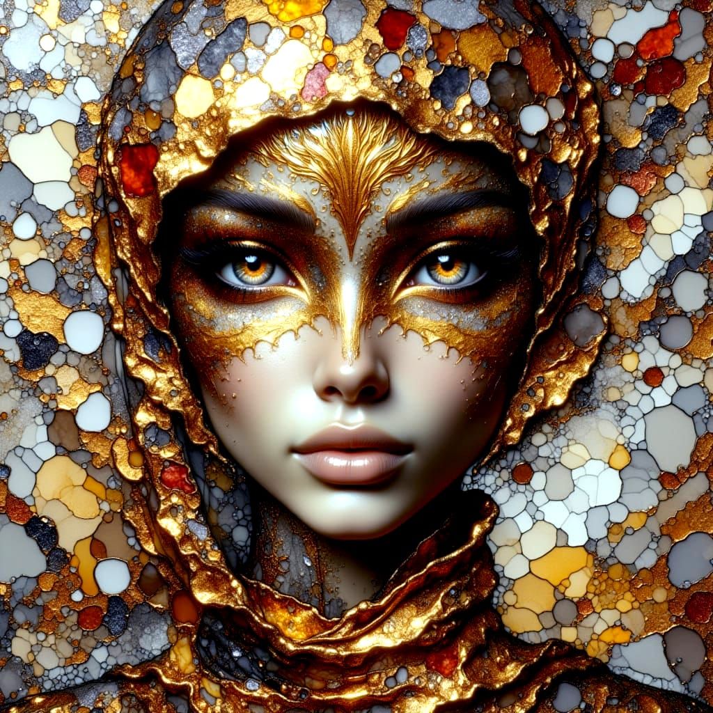 Moody, Hyperreal Fairy Portrait in Crinkled Metallics Style