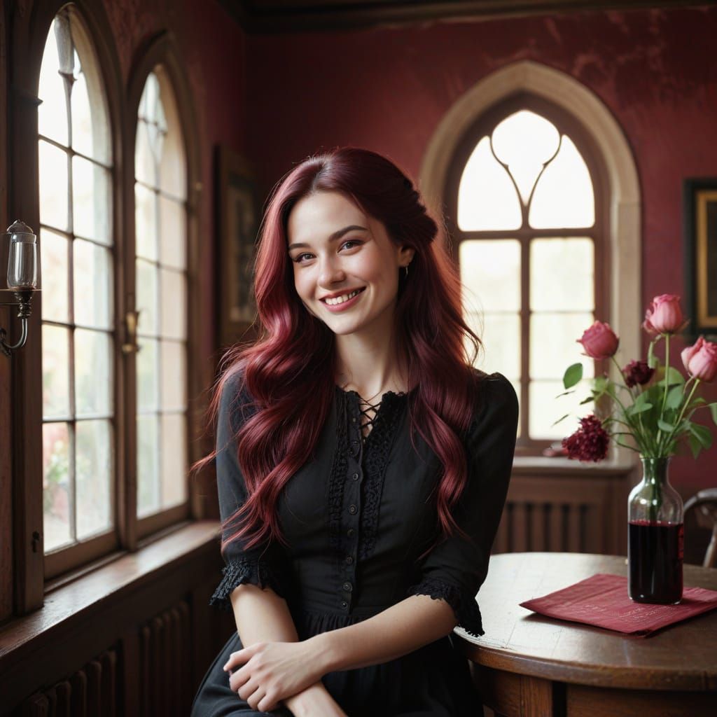 Gothic Woman in Vintage Home