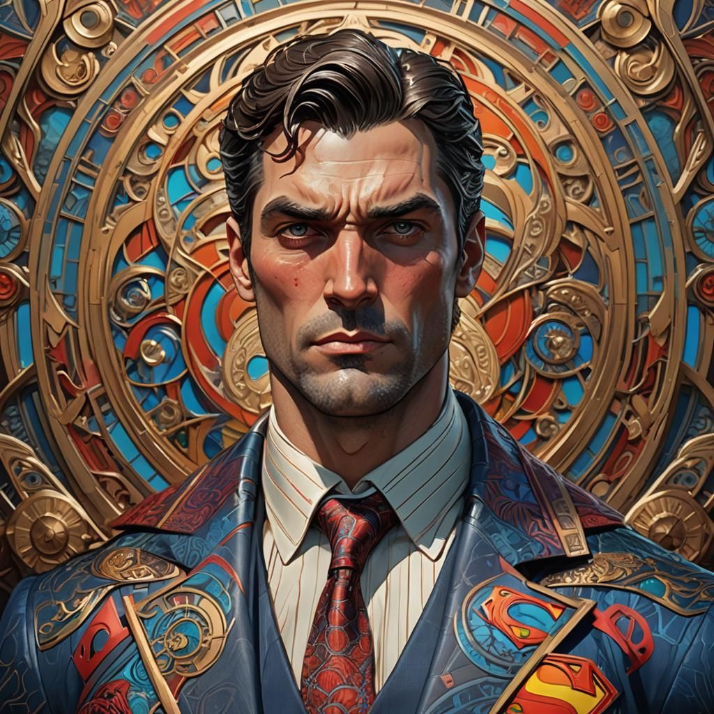 Superman Portrait with Art Nouveau Details