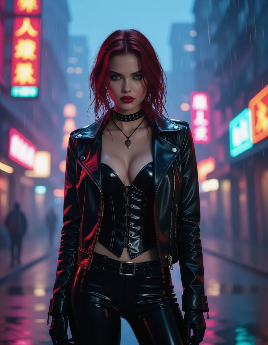 Cyber-Noir Portrait of Wolbach Under City Lights