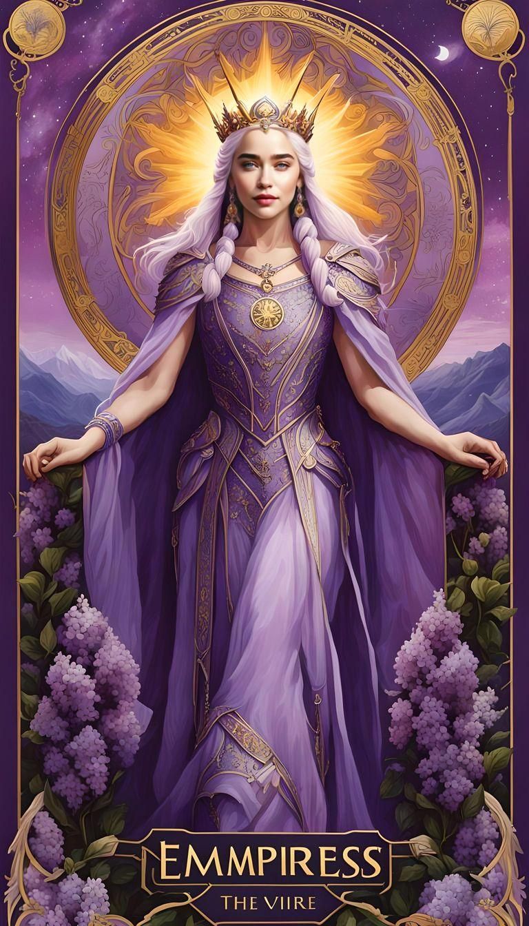 Emilia Clarke as Lilac Goddess in Tarot Art