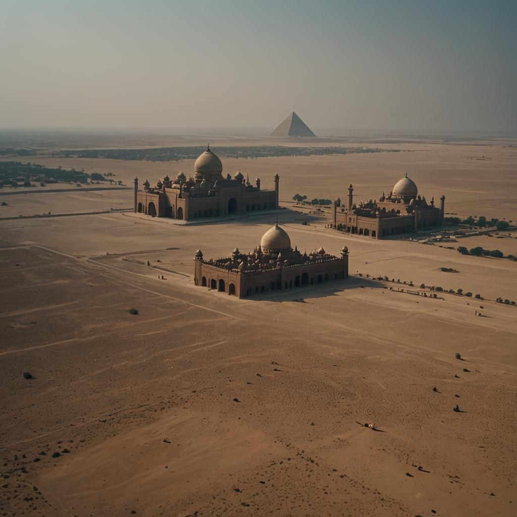 Taj Mahal and Giza Pyramid in Egypt