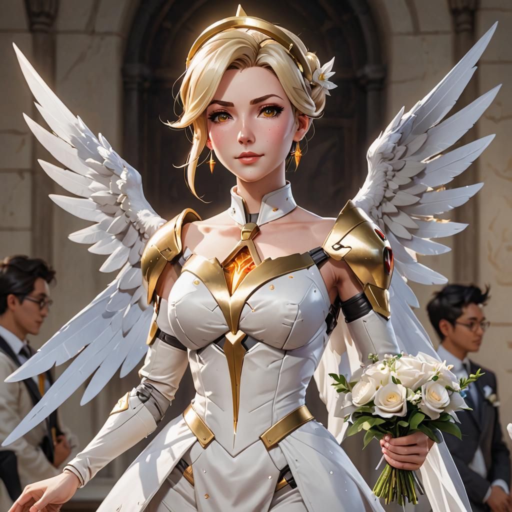 Mercy Overwatch as Bride in Wedding Ceremony