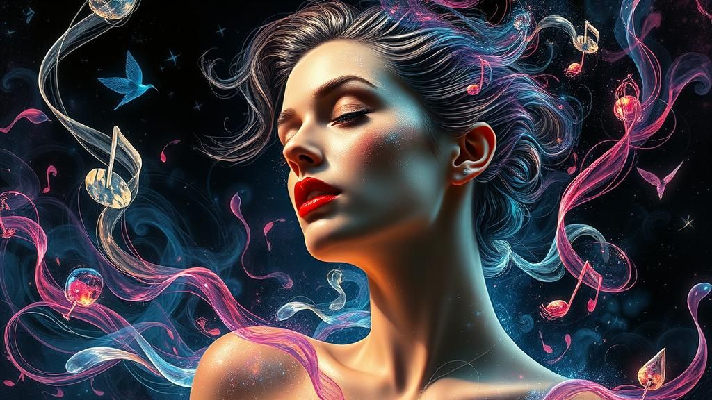 Pinup Girl in Surreal Mixed Media Art