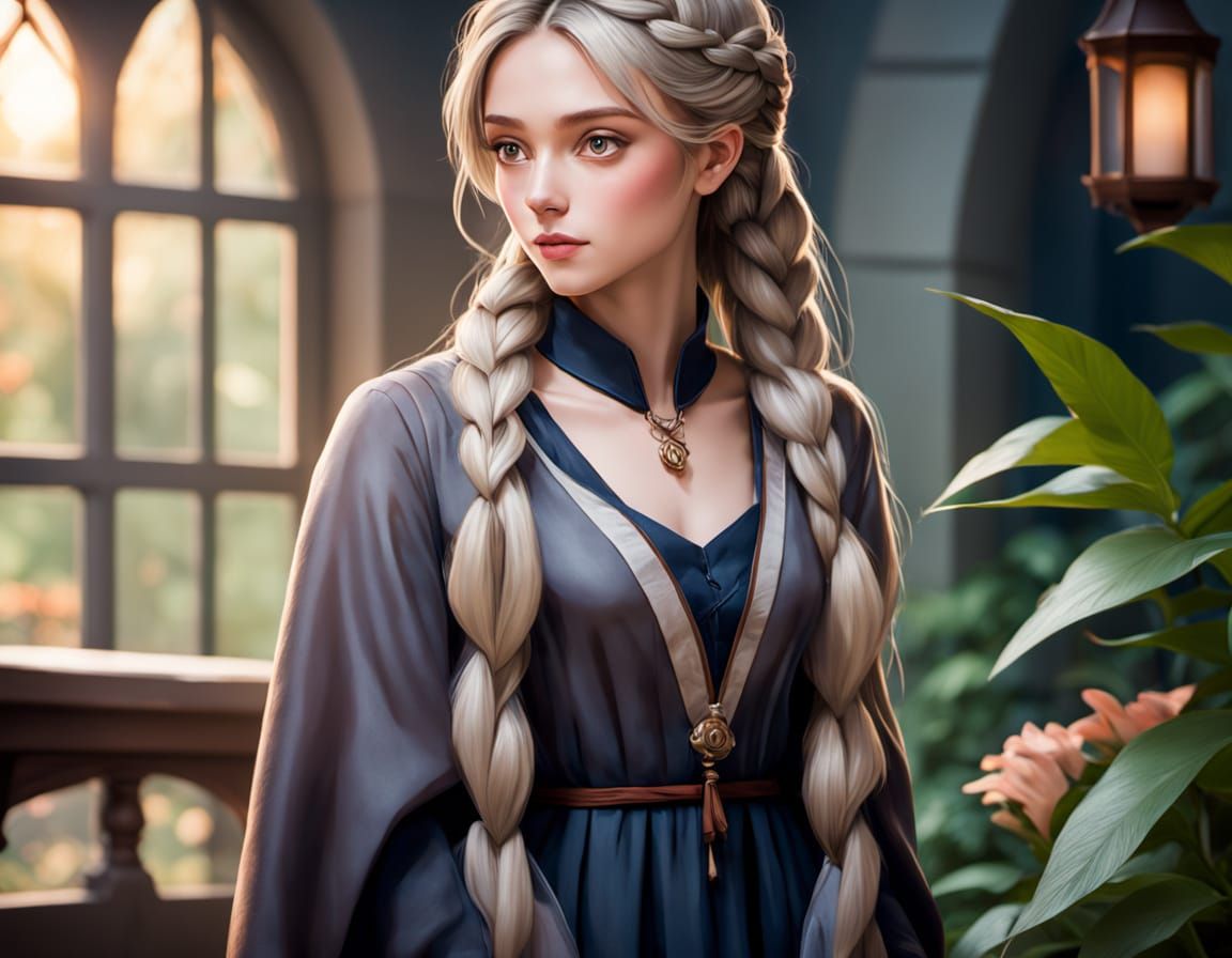 Woman in Impressionist Garden with Soft Focus Photography