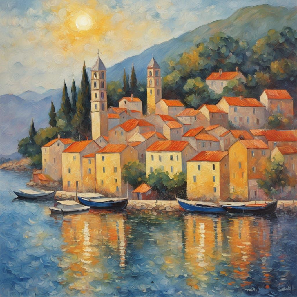 Vibrant Old Town Cavtat in Warm Golden Light