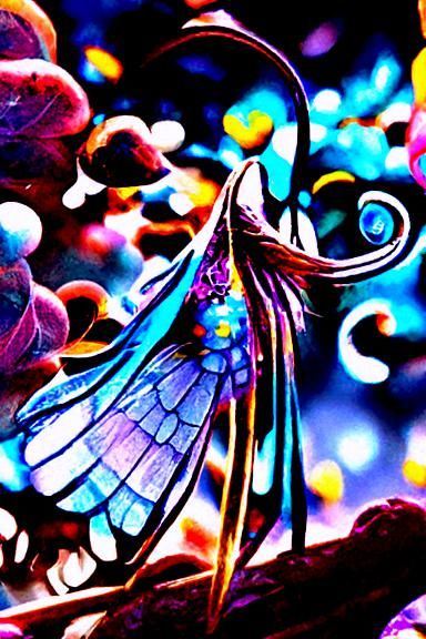Luminescent Dragonfly-Butterfly Hybrid with Angelic Wings