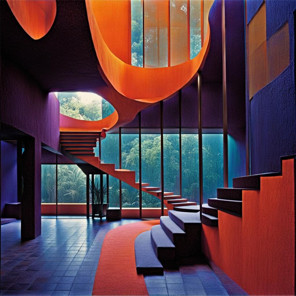 Luis Barragan Inspired Interior with Glass Walls