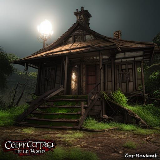 Creepy Cottage in Dark Fantasy Woods
