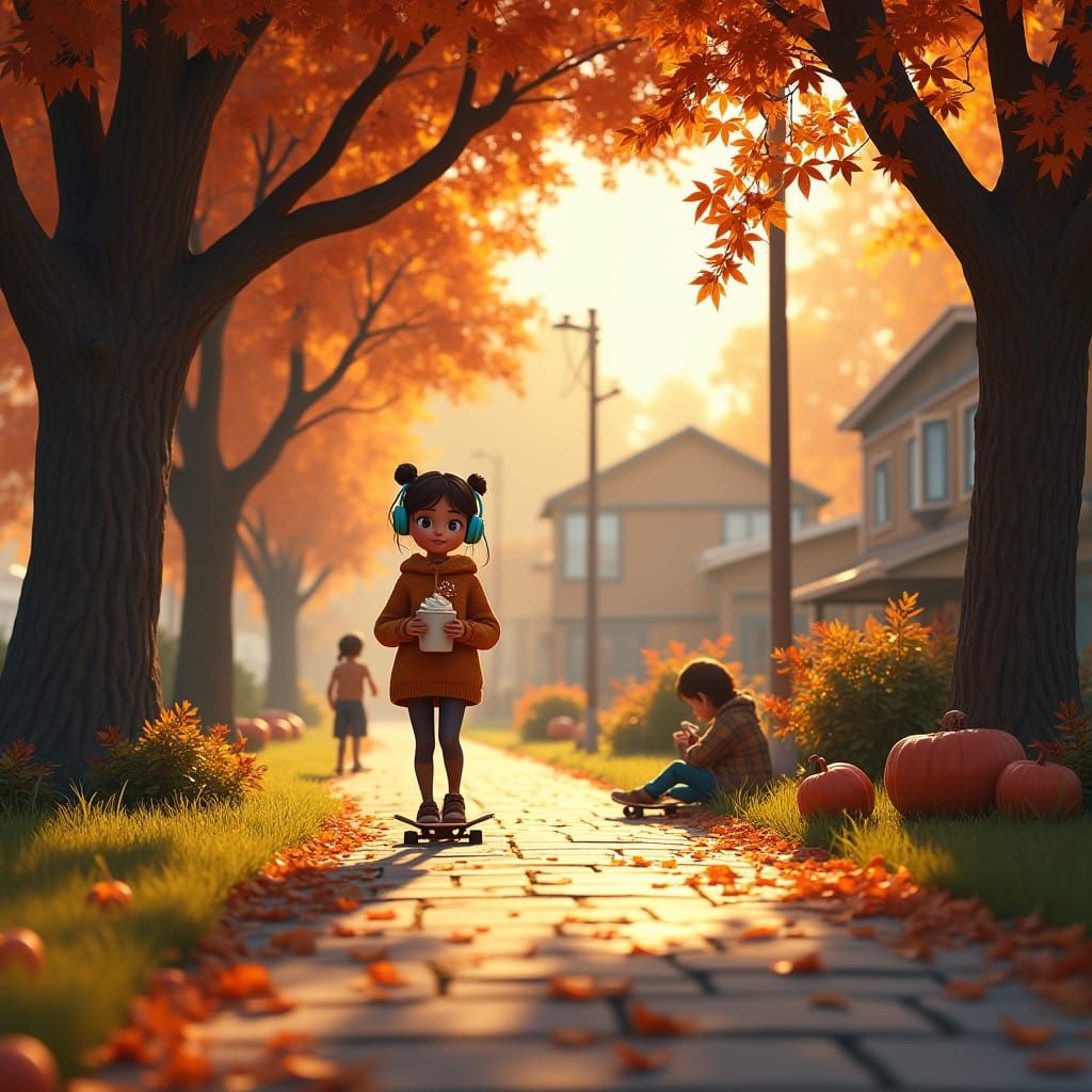 Cozy Fall Afternoon in a Picturesque Neighborhood