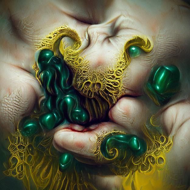 Emerald Gold Horror in Quilling Style