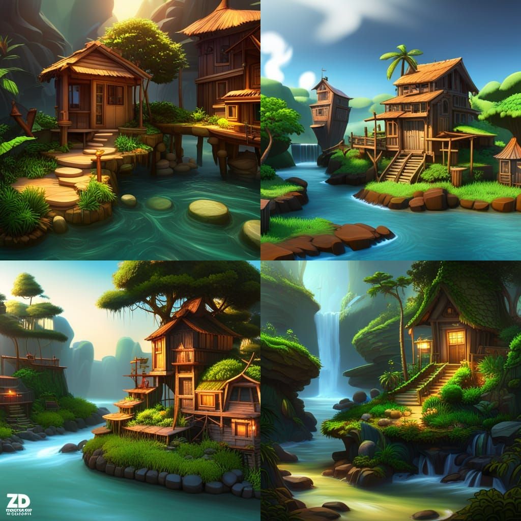 Tiki Voodoo Game Level in 3D Digital Art