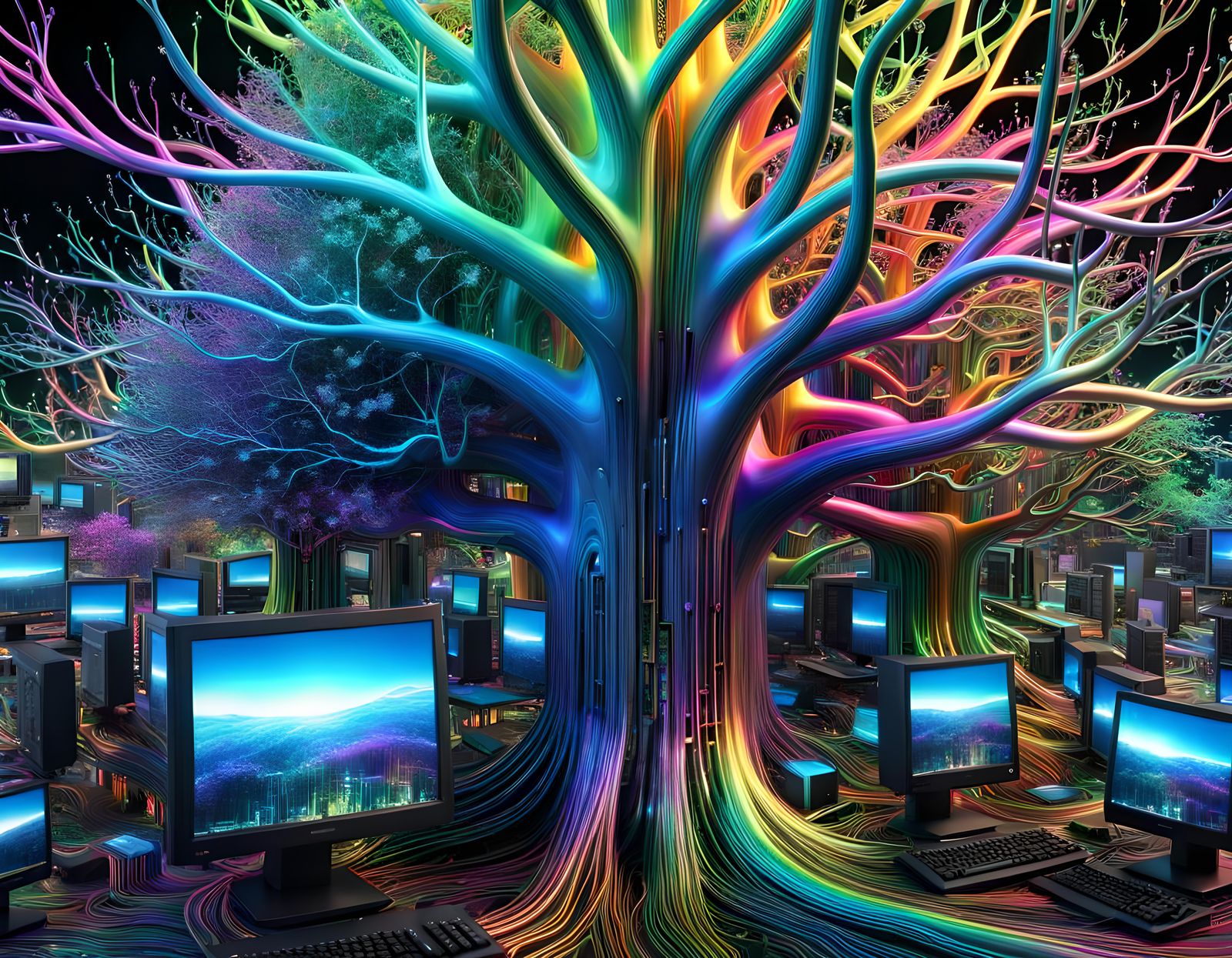 Surreal Computer Tree with Fractal Circuitry