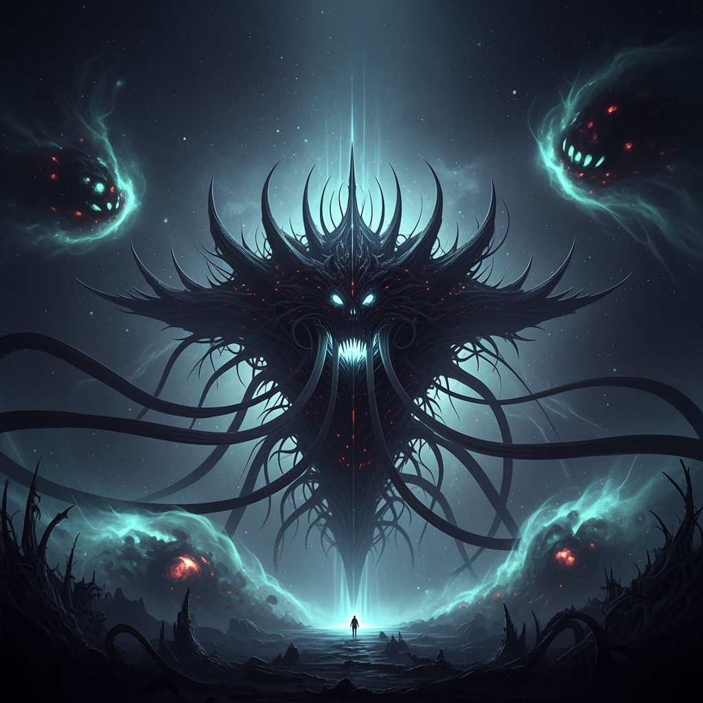 Cosmic Horror Entity in Lovecraftian Dark Fantasy Style