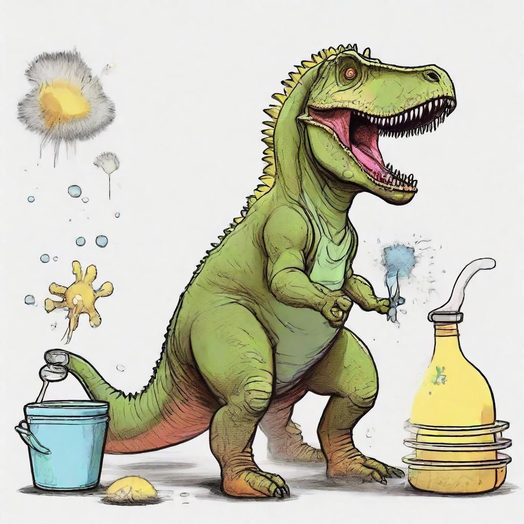 Dinosaur's Dangerous Trip: A Digital Drawing