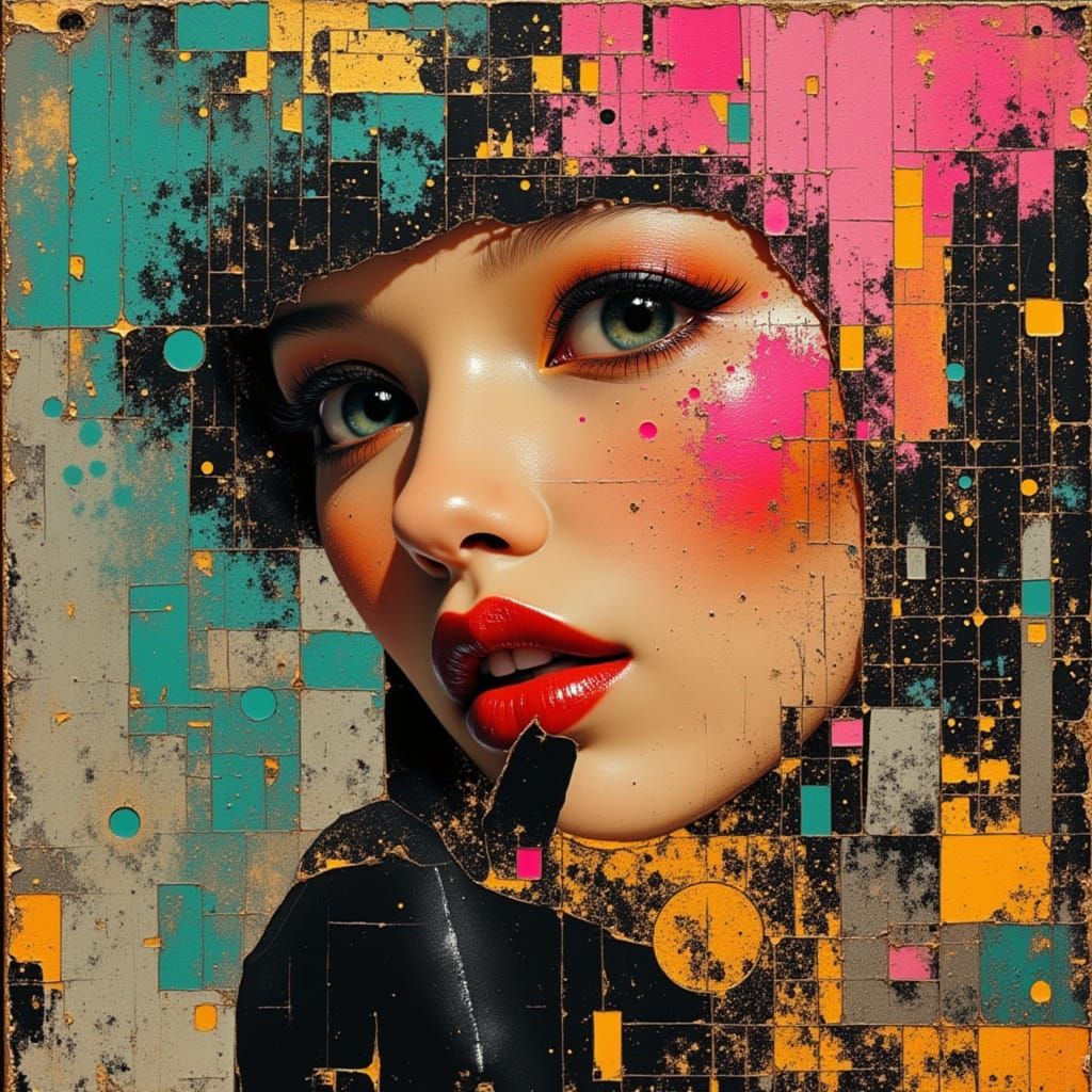 Retro-Futuristic Woman in Ecstasy in a Psychedelic Style