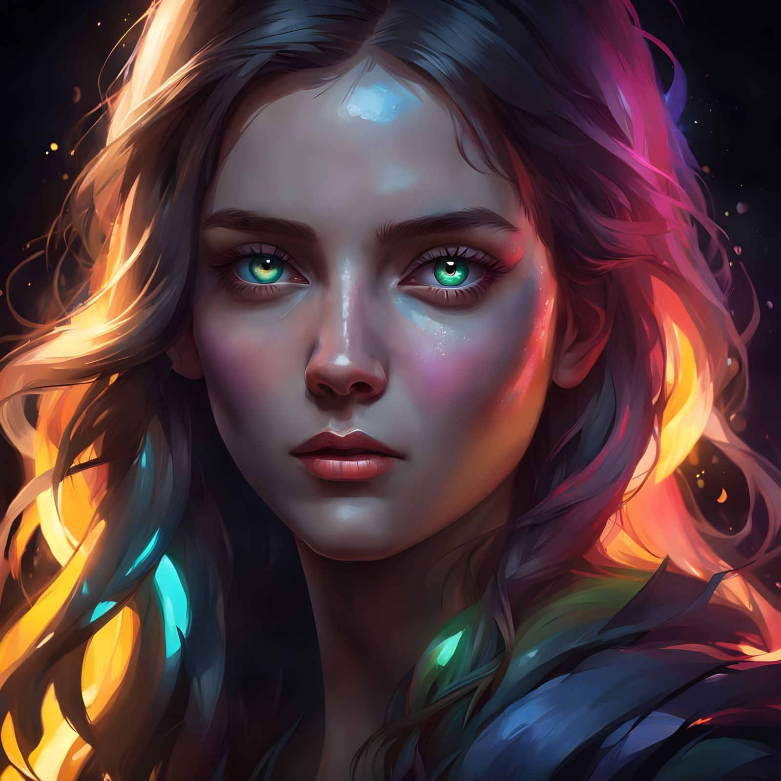 Ethereal Girl Portrait in Vibrant Colors