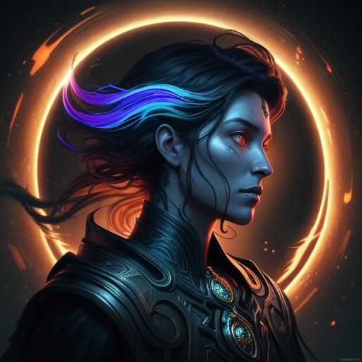 Majestic Nephilim Portrait in Art Nouveau Style