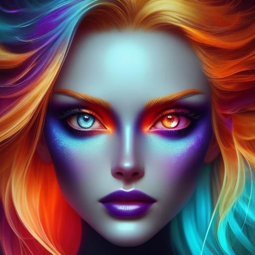 Blonde Woman with Heterochromia in Cubist Style