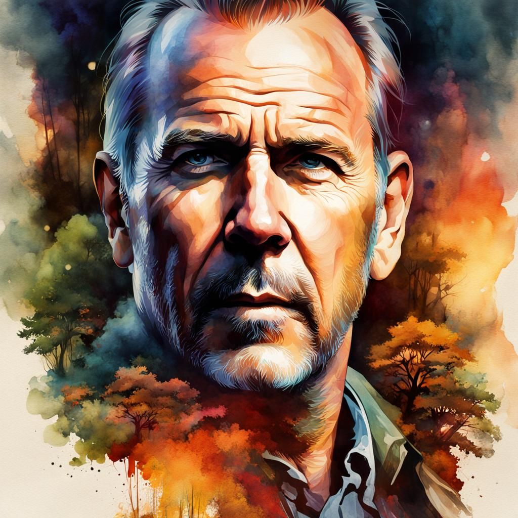 Fantasy Landscape Portrait in Watercolor Style