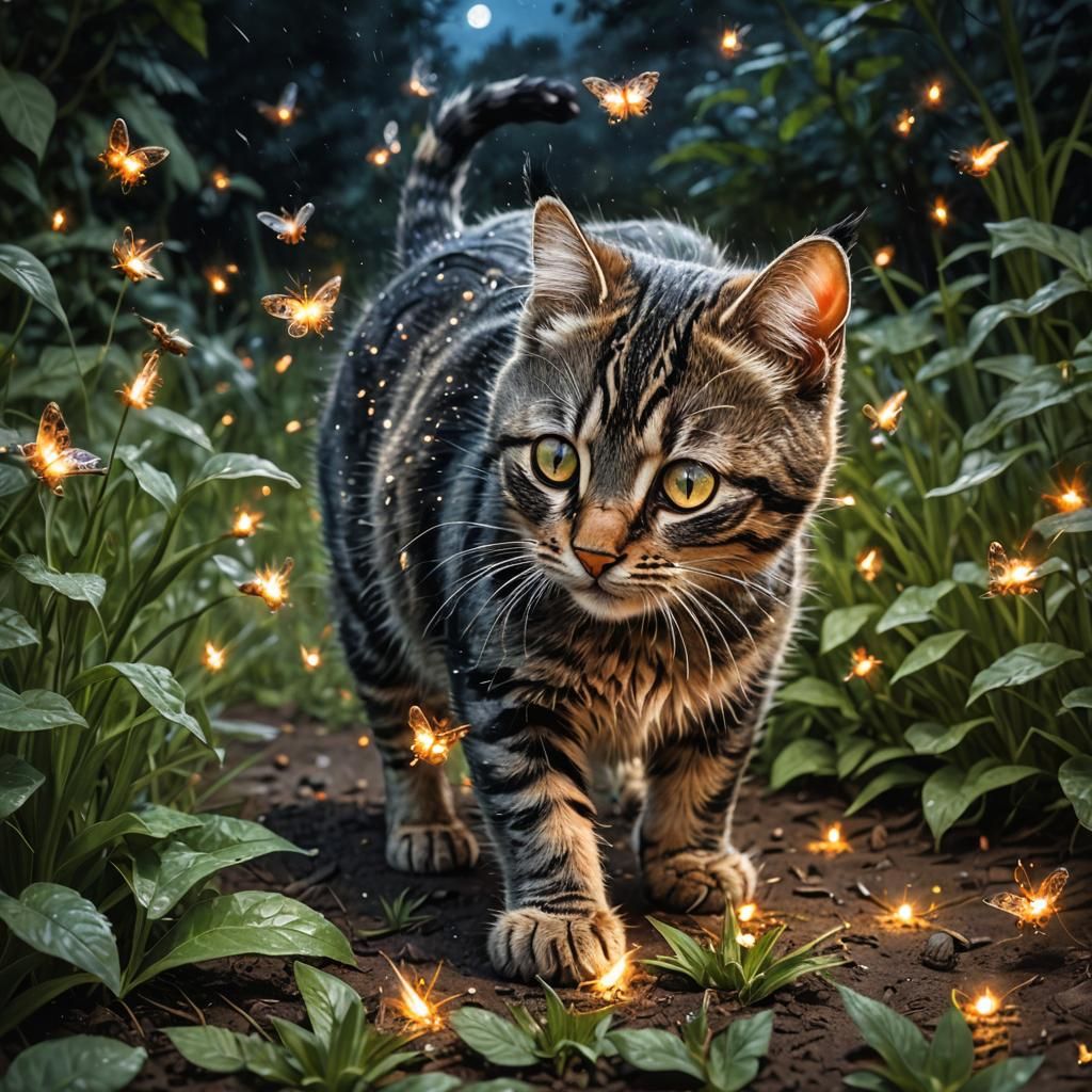 Impasto Kitten's Firefly Chase in Garden