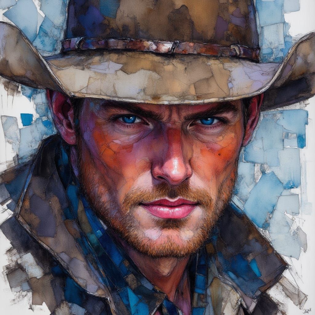 Cowboy Portrait in Tenebrism Style