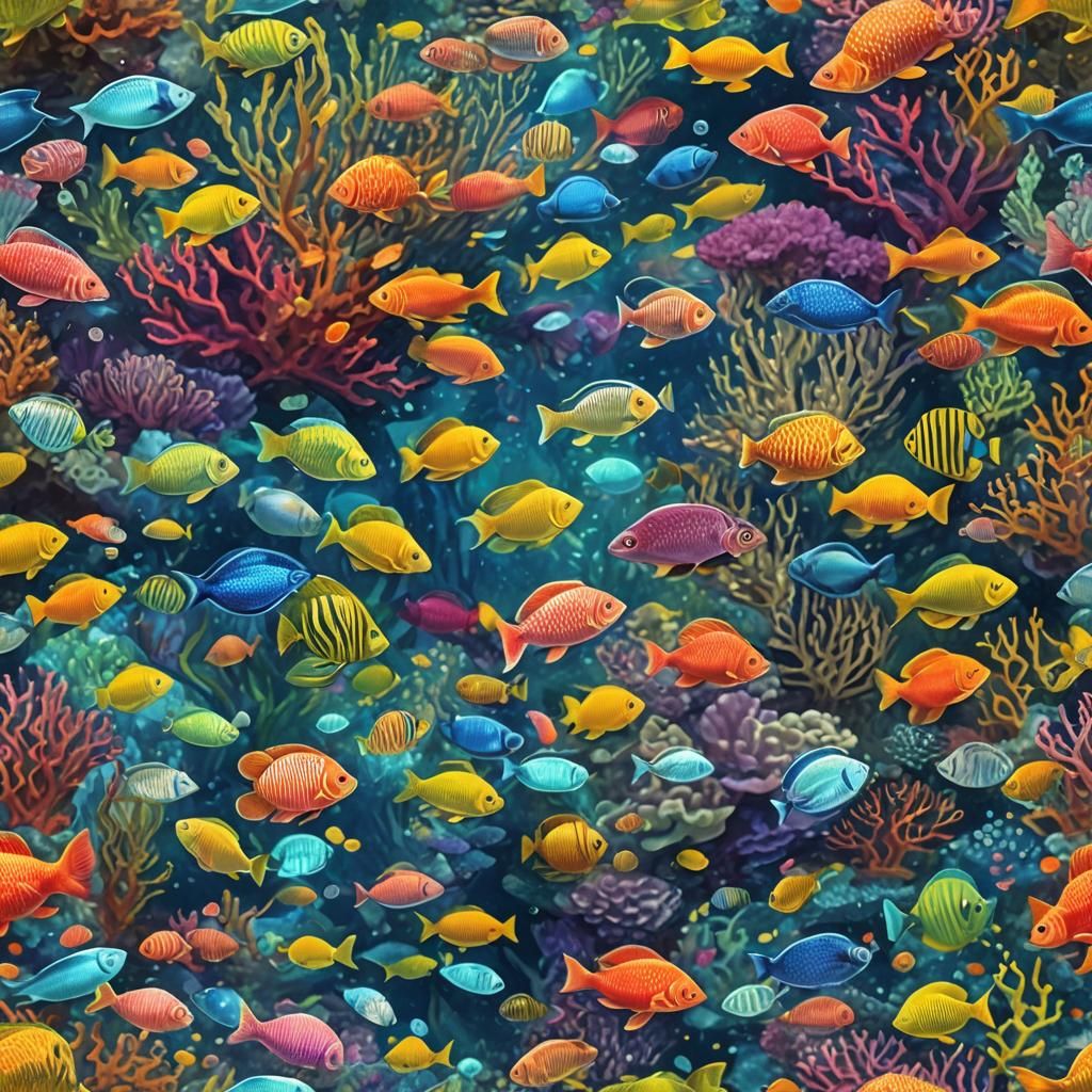 Vibrant Coral Reef: 3D Anime Underwater Scene