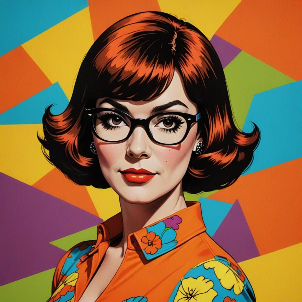 Velma Pop Art Portrait in Bright Colors and Bold Patterns