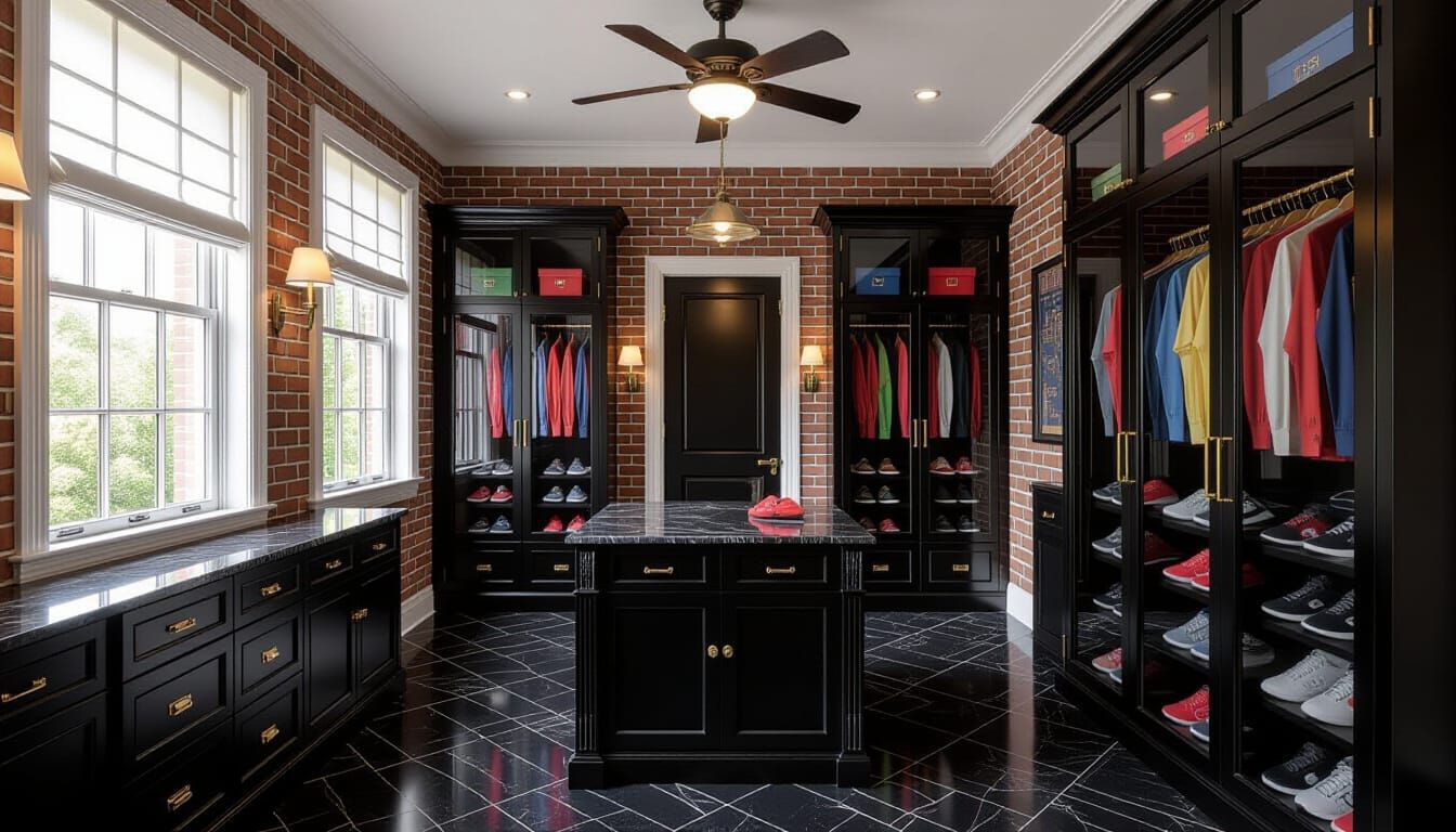 Victorian Walk-In Closet Room with Sneaker Collection