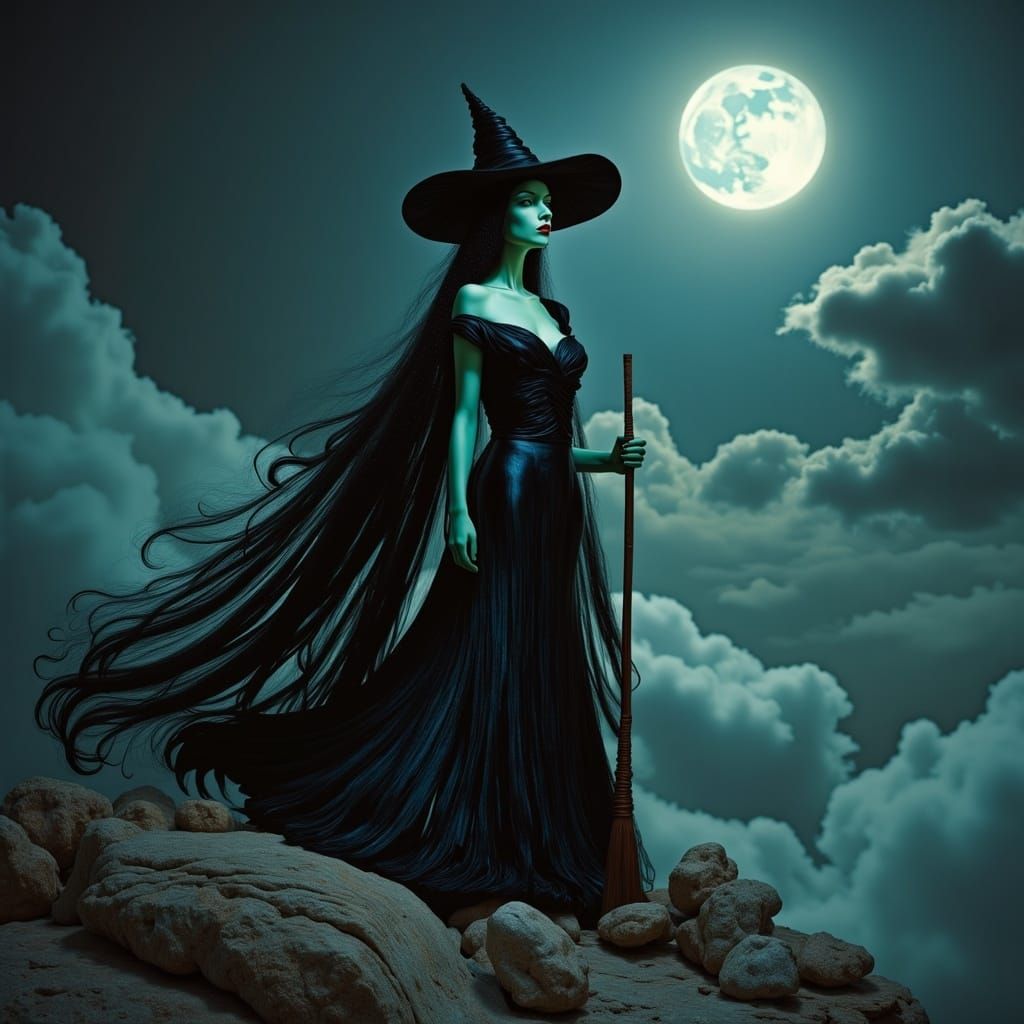 Elphaba, the Wicked Witch, in a Dreamlike Scene