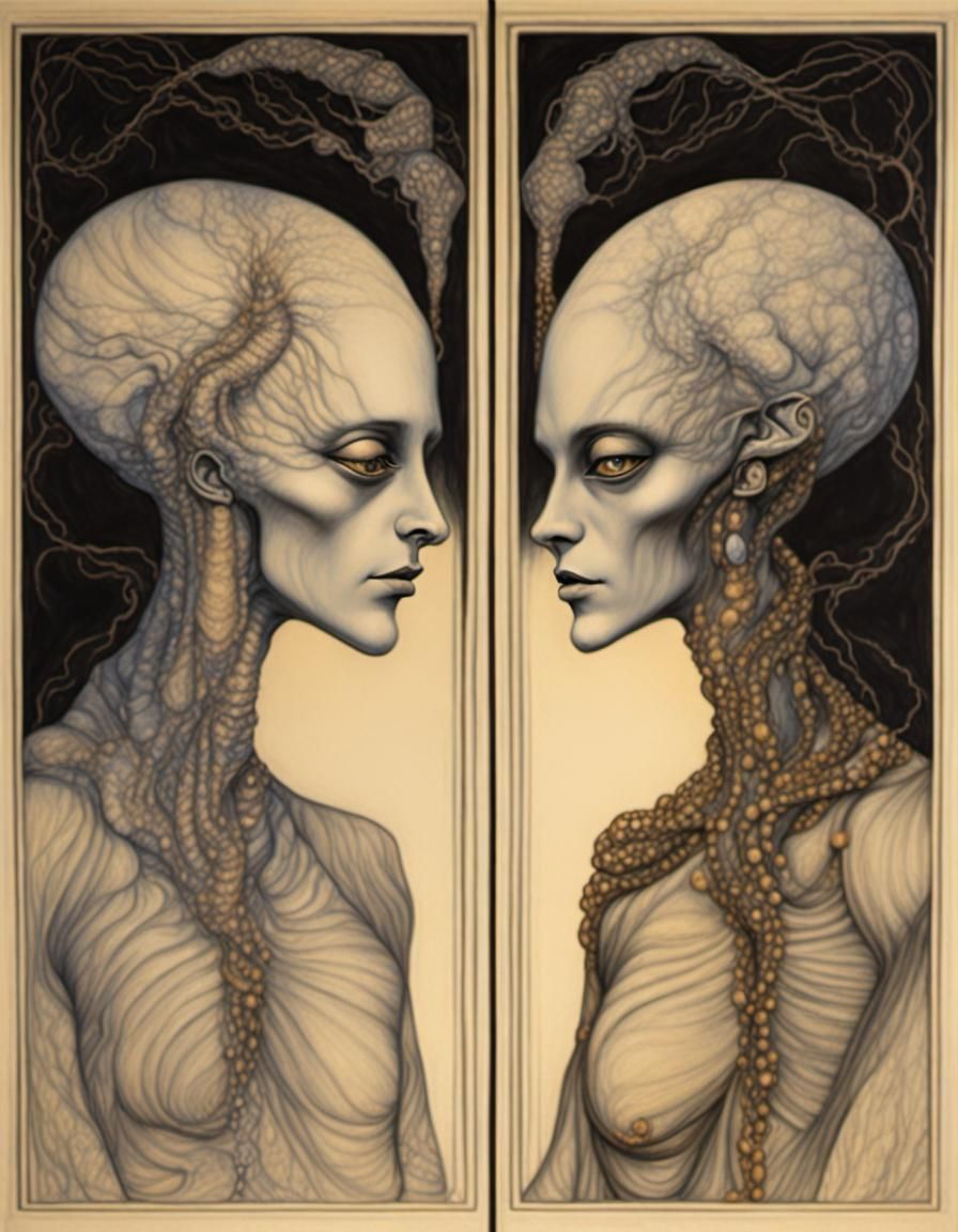 Surreal Alien Souls in Occult Art Style