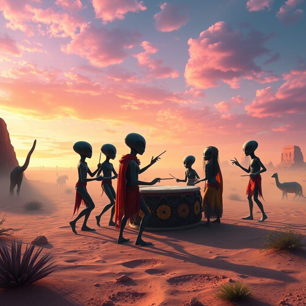 Vibrant Desert Rave in the Cosmos