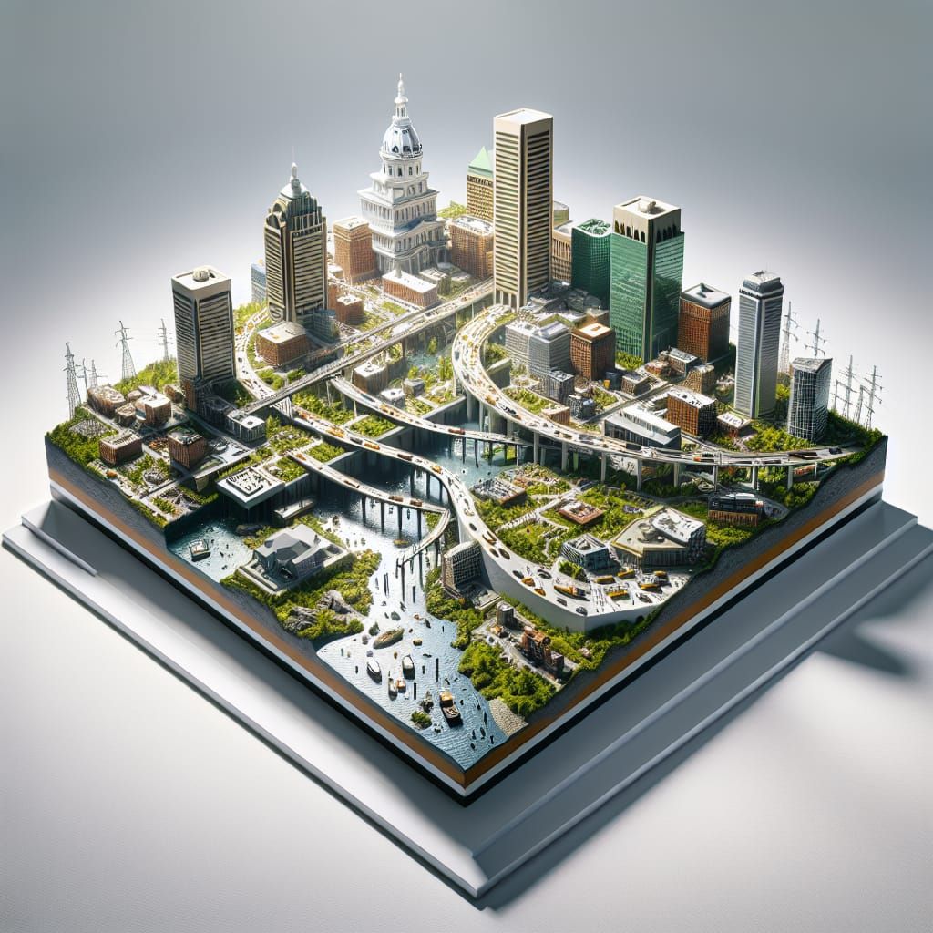 Diorama of the city of Baltimore, Maryland.