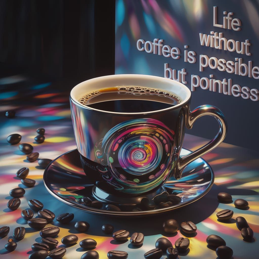 Hyperrealistic Coffee Cup with Spiral Design