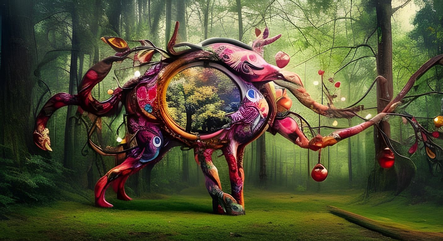 Mystical Deer in Magical Forest: Japanese Art