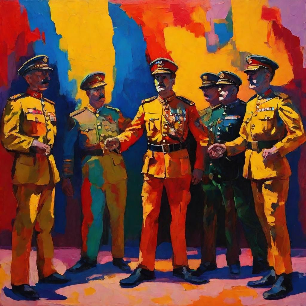 Ornate Man Exchanges Pants in Fauvist Expressionism Style