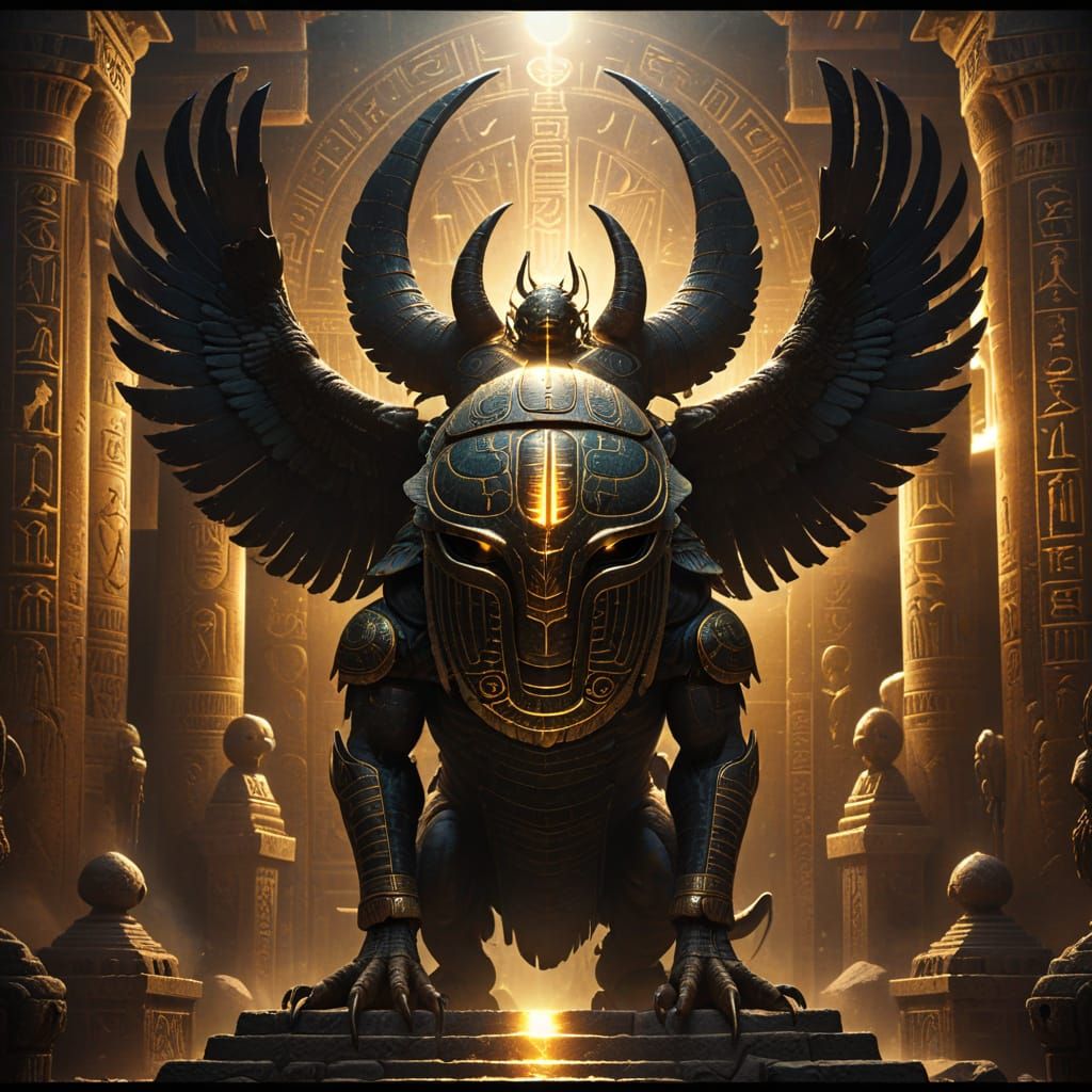 Egyptian Scarab Beetle Beast in Dark Fantasy Style