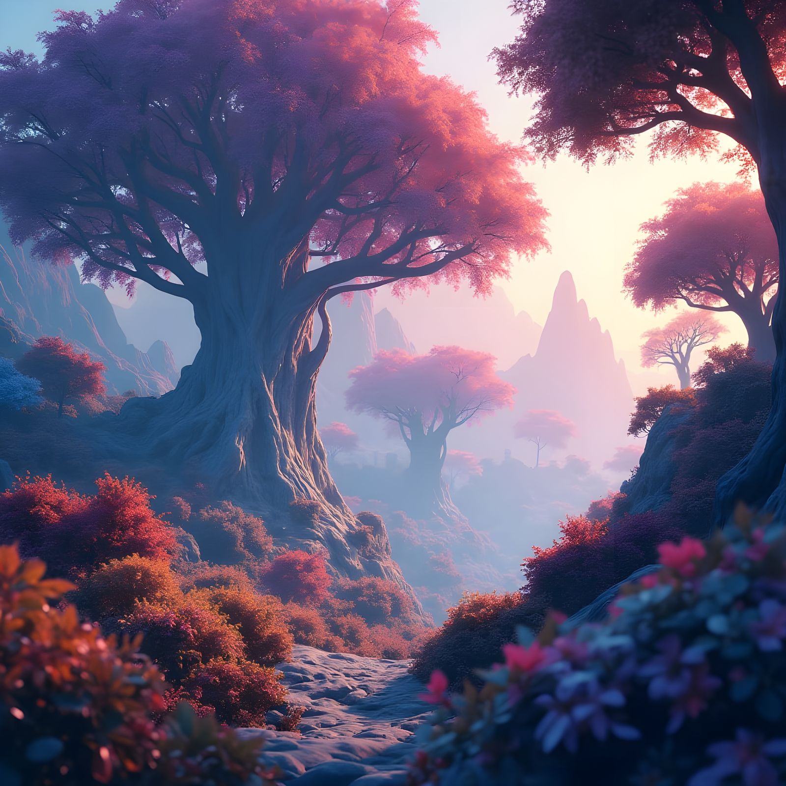 Fantastical Forest Planet in Detailed Matte Painting