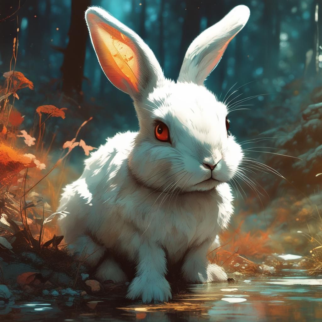 Opulent Baby Rabbit: Detailed Digital Art