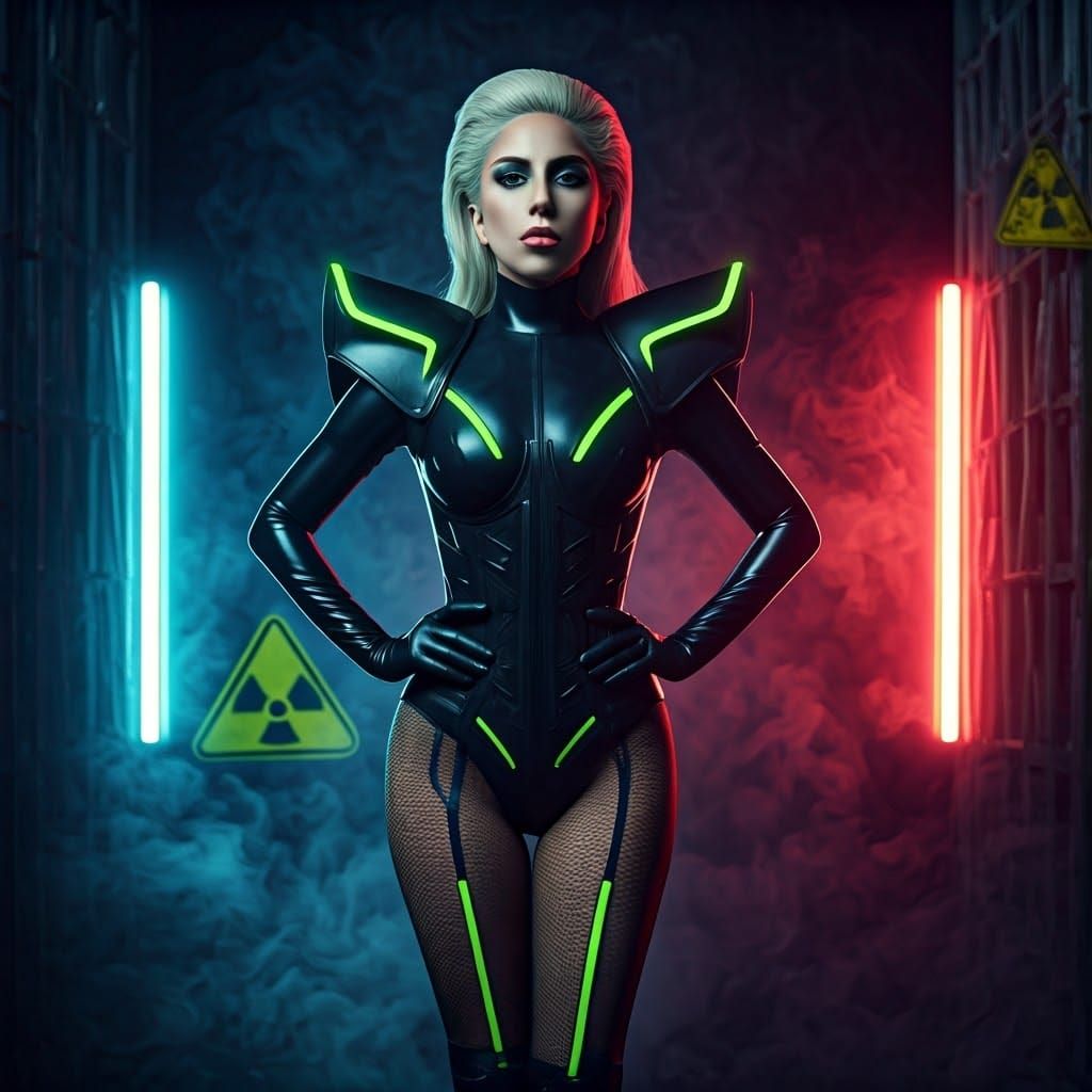 Lady Gaga in Neon Latex: Post-Apocalyptic Portrait