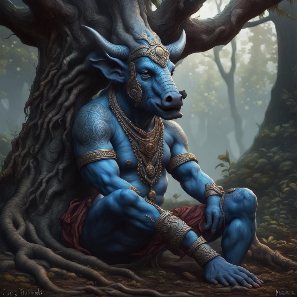 Varaha Hybrid Digging, Dark Fantasy Concept Art