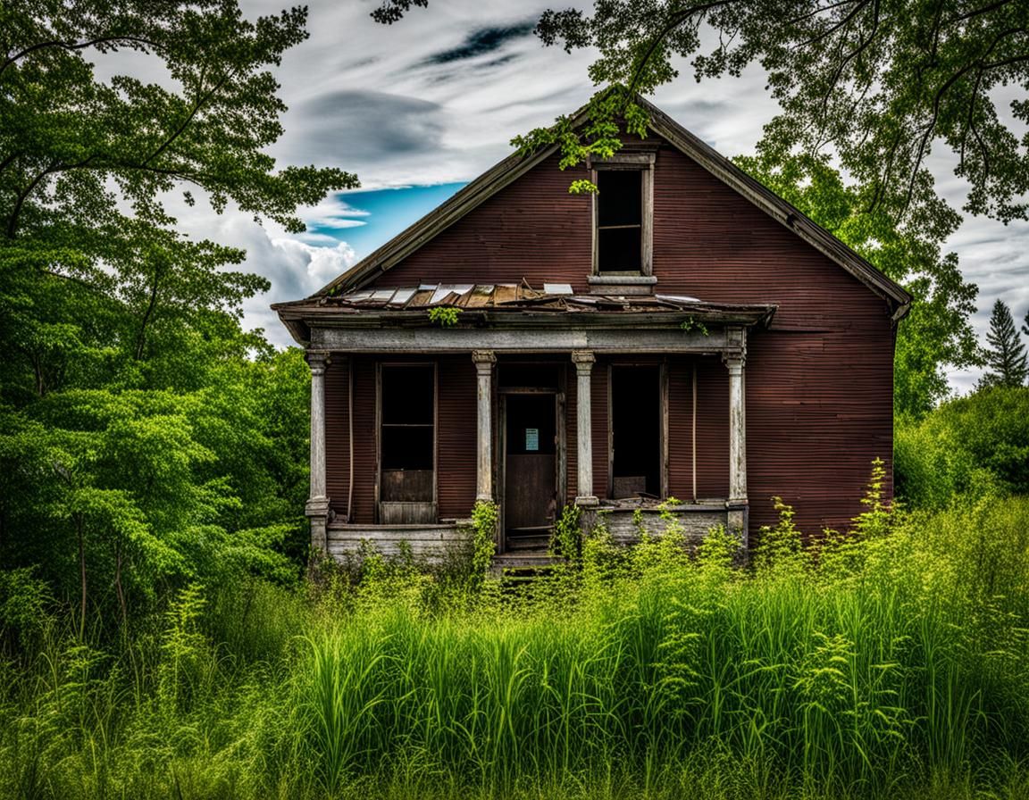 Abandoned Building Beside Vacant Lot