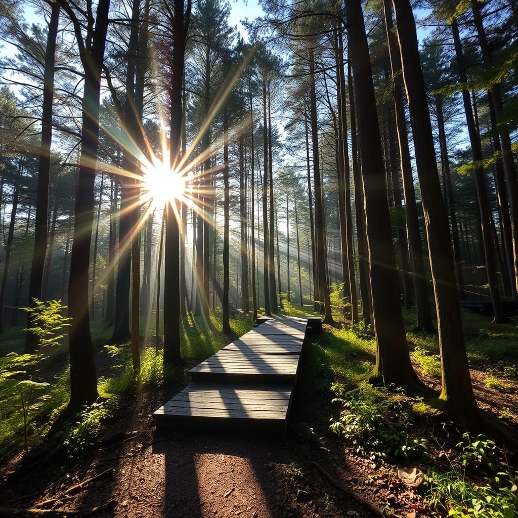 Spiritual Hiker Descends into Woodland Sanctuary