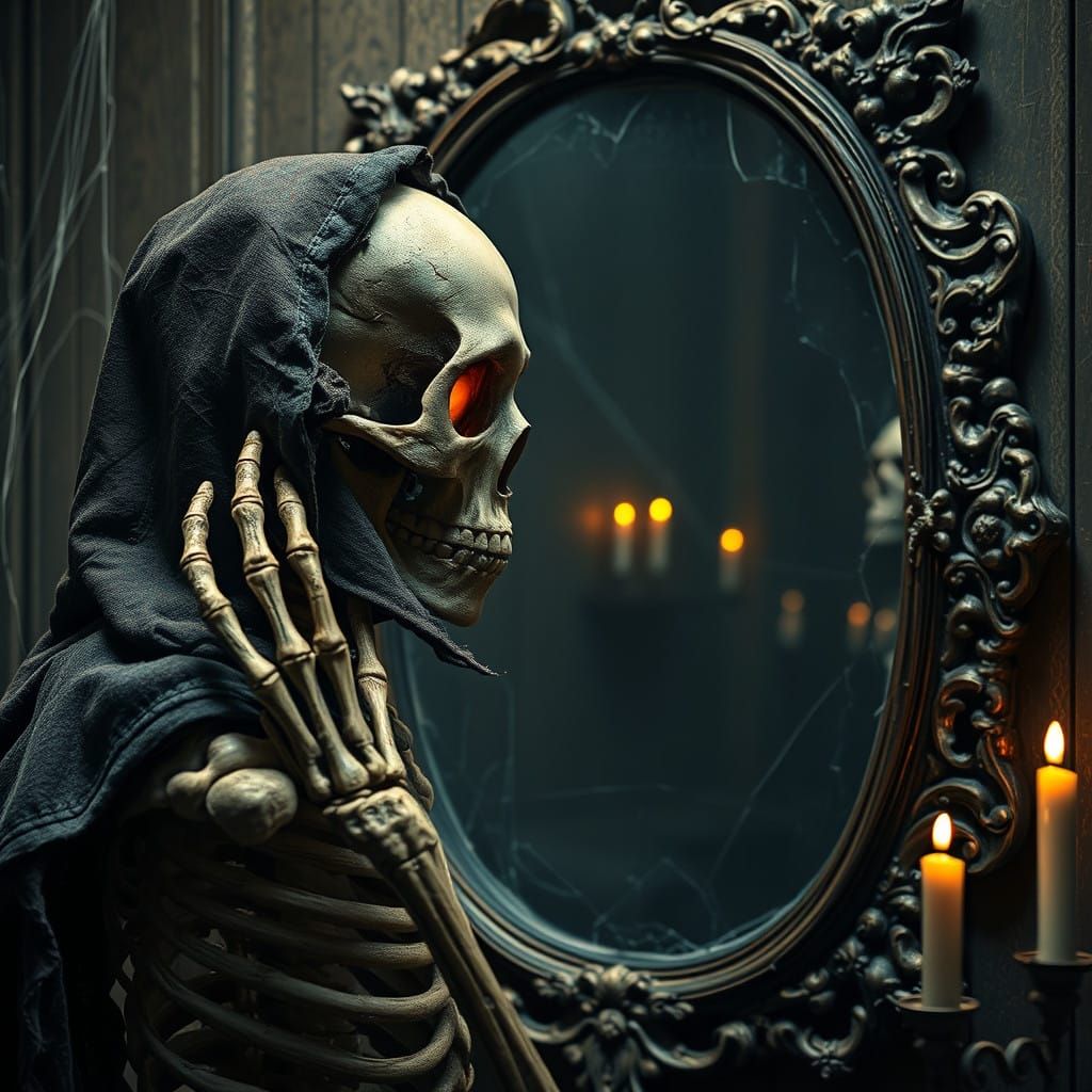 Ancient Skeleton Gazes into Bloody Mary's Mirror