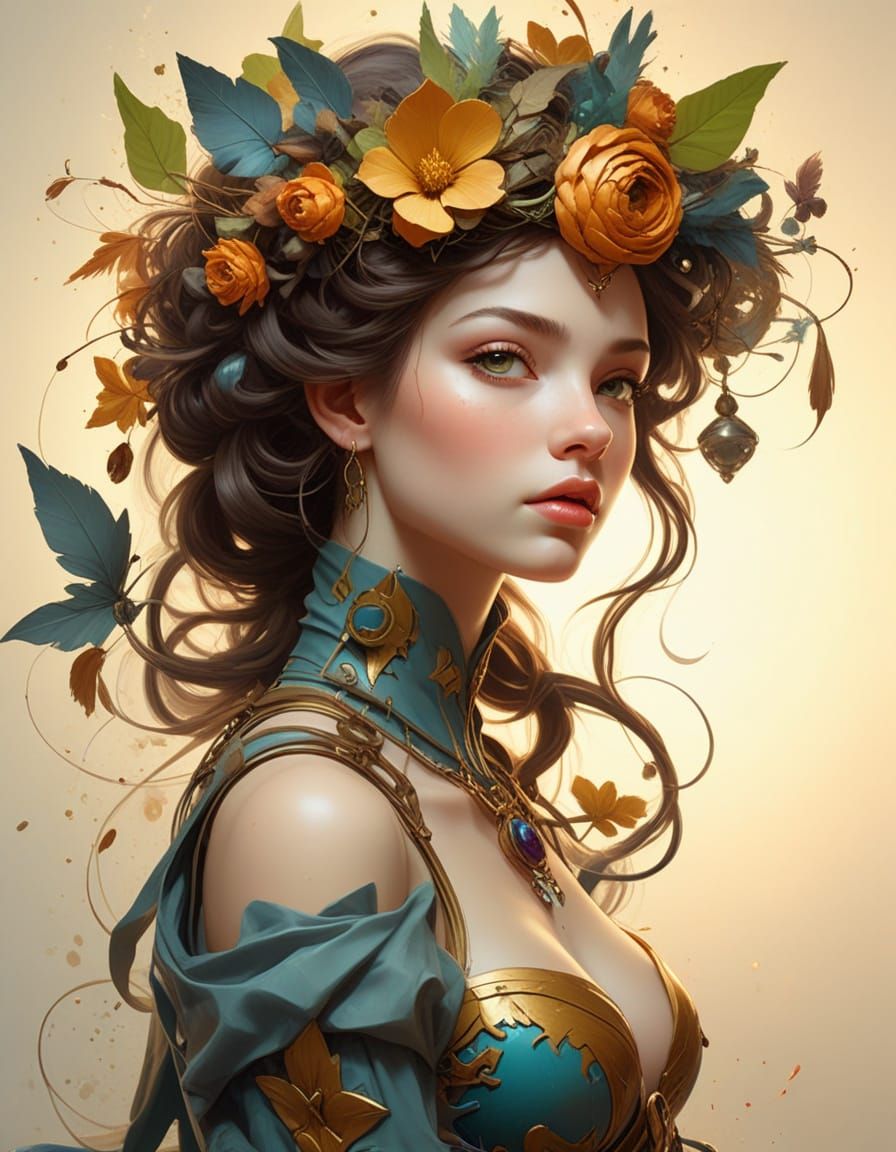 Mystical Sorceress on Crystal Formation in Fantasy Realism S...