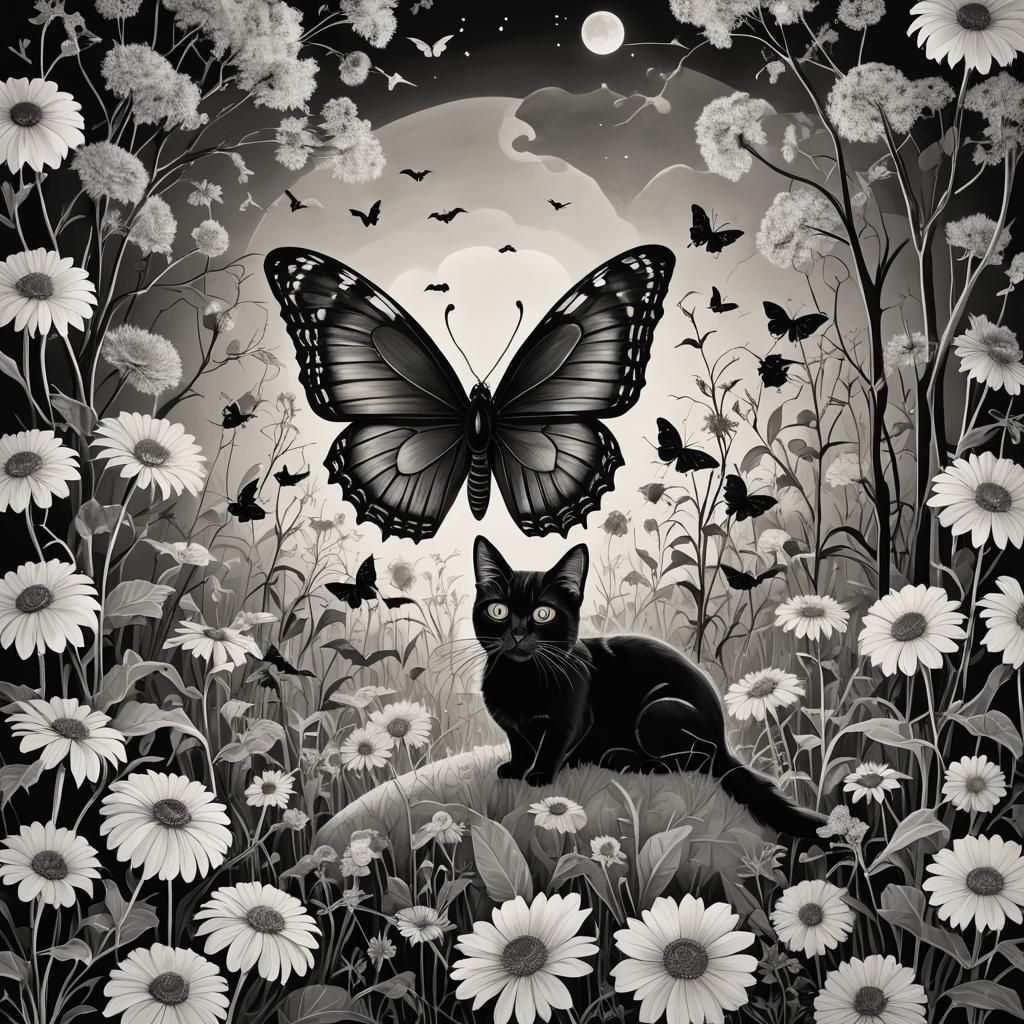 Surreal Autumn Halloween Scene as Rayograph-Inspired Art