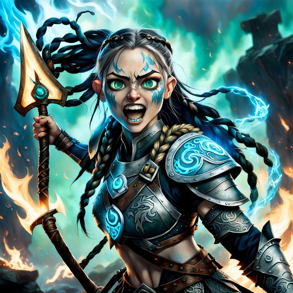 Victorious Viking Warrior in 3D Game Cinematic Style