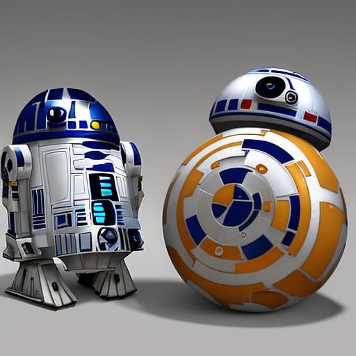 BB8 and R2D2: 3D Rendered Droids