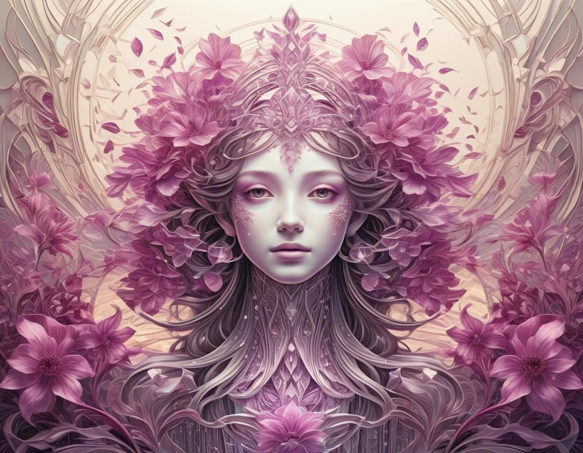 Ethereal Floral Arrangement in Art Nouveau Style